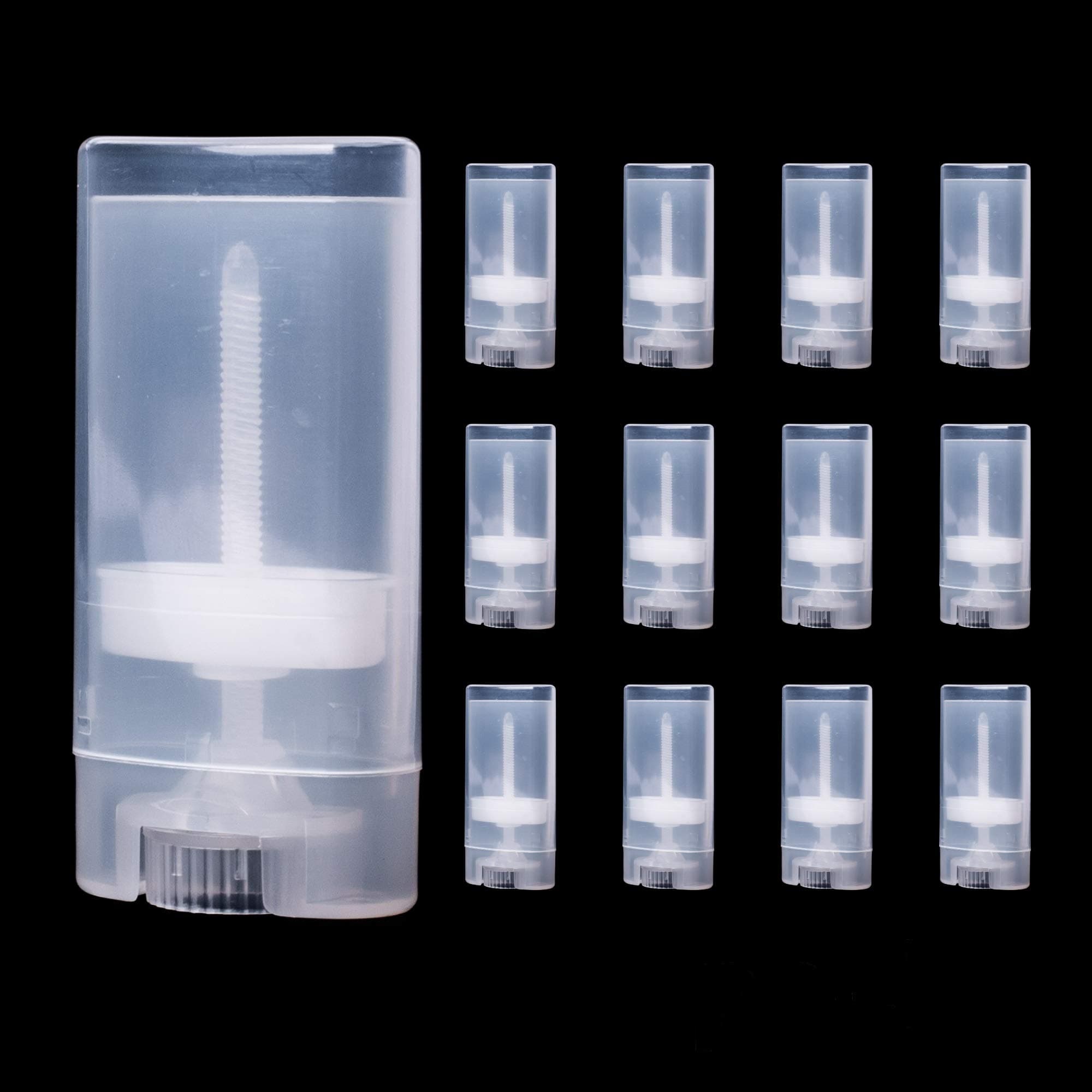 Mini Empty Deodorant Containers (15 mL, Pack of 12) - BPA Free Clear Plastic, Mini Size Great for Carry-On Travel, DIY Make Your Own Deodorant, Lip Balm, Lotion Bar, Moisturizer, Heel Balm, Sunscreen