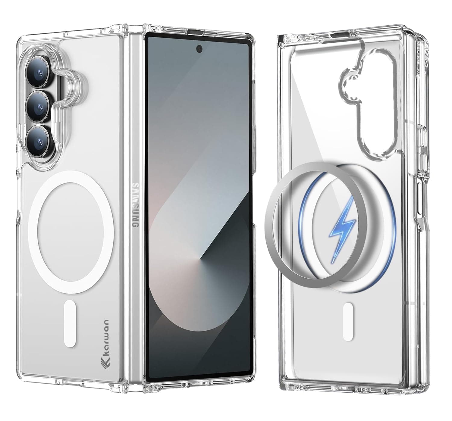 KARWAN Shockproof Transparent Back Case Cover Compatible with Samsung Galaxy Z Fold 7,Heavy Duty Case with 360 Degree Protection,Heavy Duty Cover with N52 Magnetic MagEase Mag-Safe Wireless Charging