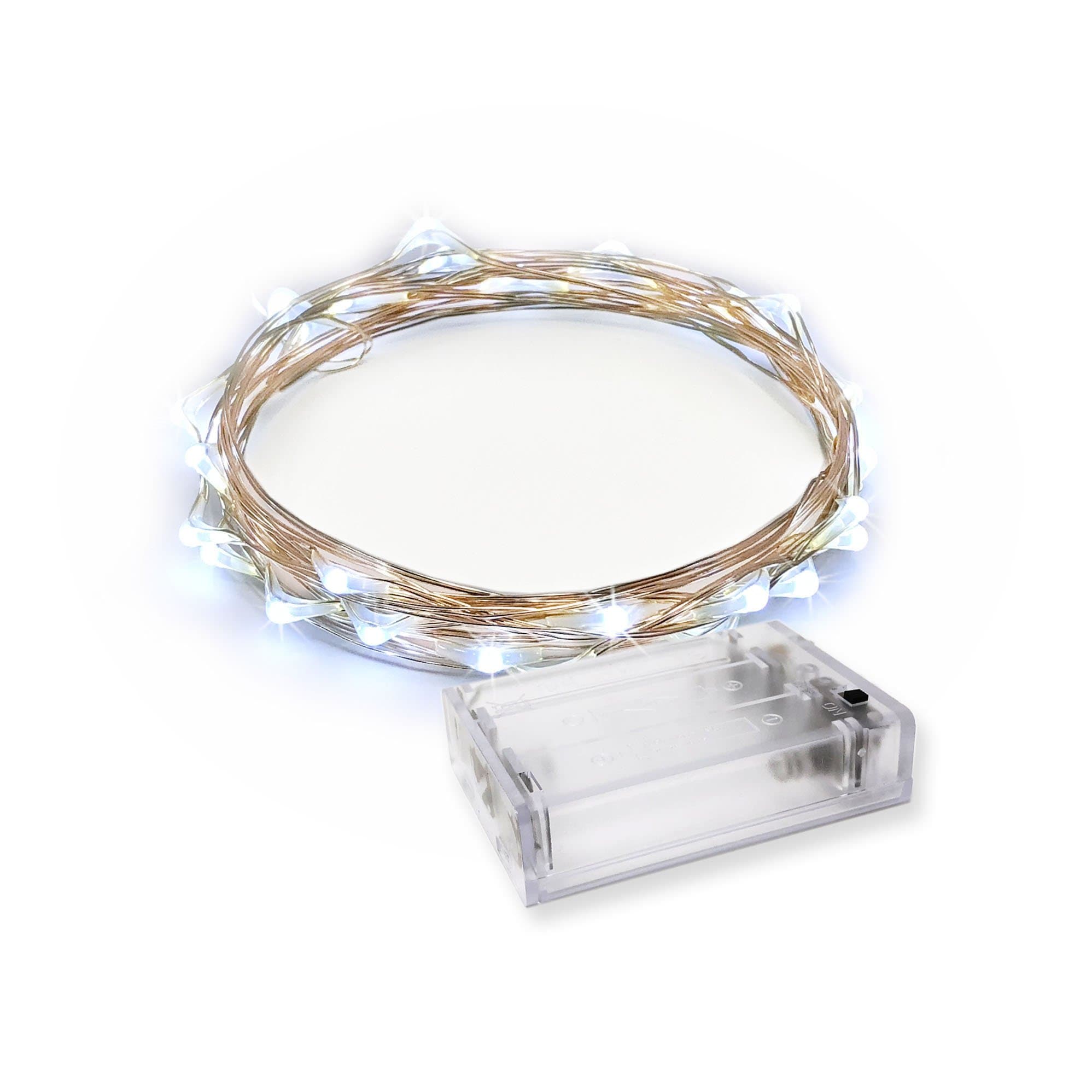 RTGS 30 LEDs Cold White Color String Lights Silver Wire Indoor and Outdoor 9.5 Feet Firefly Starry Fairy Lights Battery Powered for DIY, Christmas, Holidays, Party, Bedroom and Centerpieces