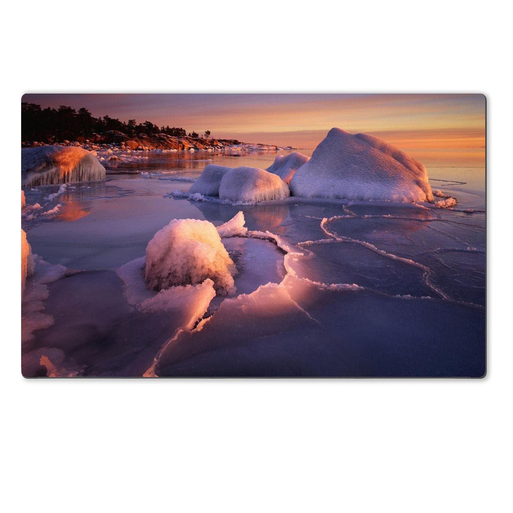 Icing Shores Sunset Landscape Scenery Table Mats Customized Made to Order Support Ready 28 6/16 Inch (720mm) X 17 11/16 Inch (450mm) X 1/8 Inch (4mm) Eco Friendly Cloth with Neoprene Rubber Luxlady Large Deskmat Desktop Mousepad Laptop Mousepads Comfortable Computer Place Play Mat Cute Gaming Mouse pads