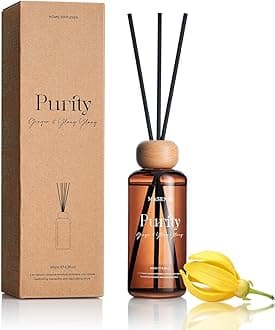 M&SENSE Reed Diffuser Set, Ginger Ylang Ylang Scented 6.3 fl oz Natural Essential Oil Diffusers with Sticks, Non-Toxic Organic Air Freshener, Long-Lasting Fragrance Oils for Home Bathroom Study Office