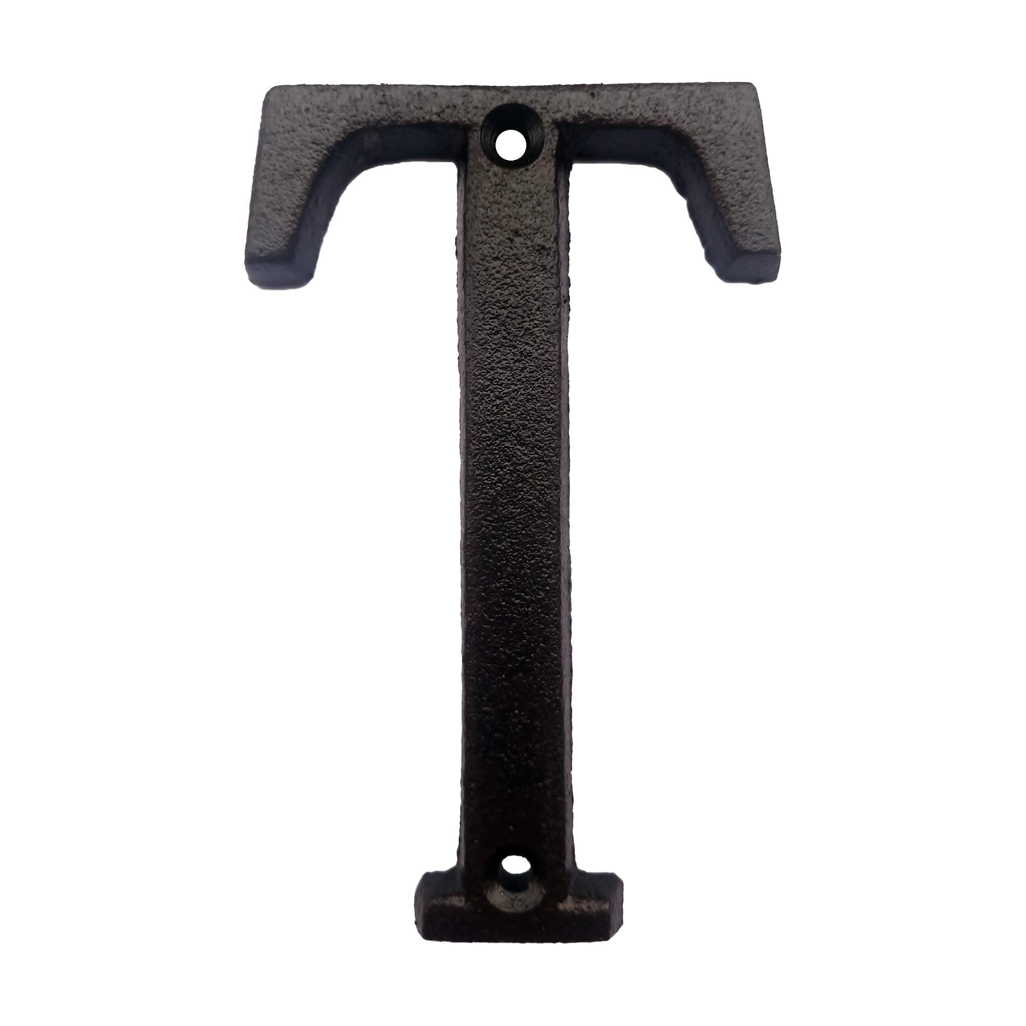 5.1 Inch High Cast Iron House Letter, Solid Home Address Letter, Elegant Black Brown Finished, Matching Perfect with 5.5 Inch House Numbers, Letter T