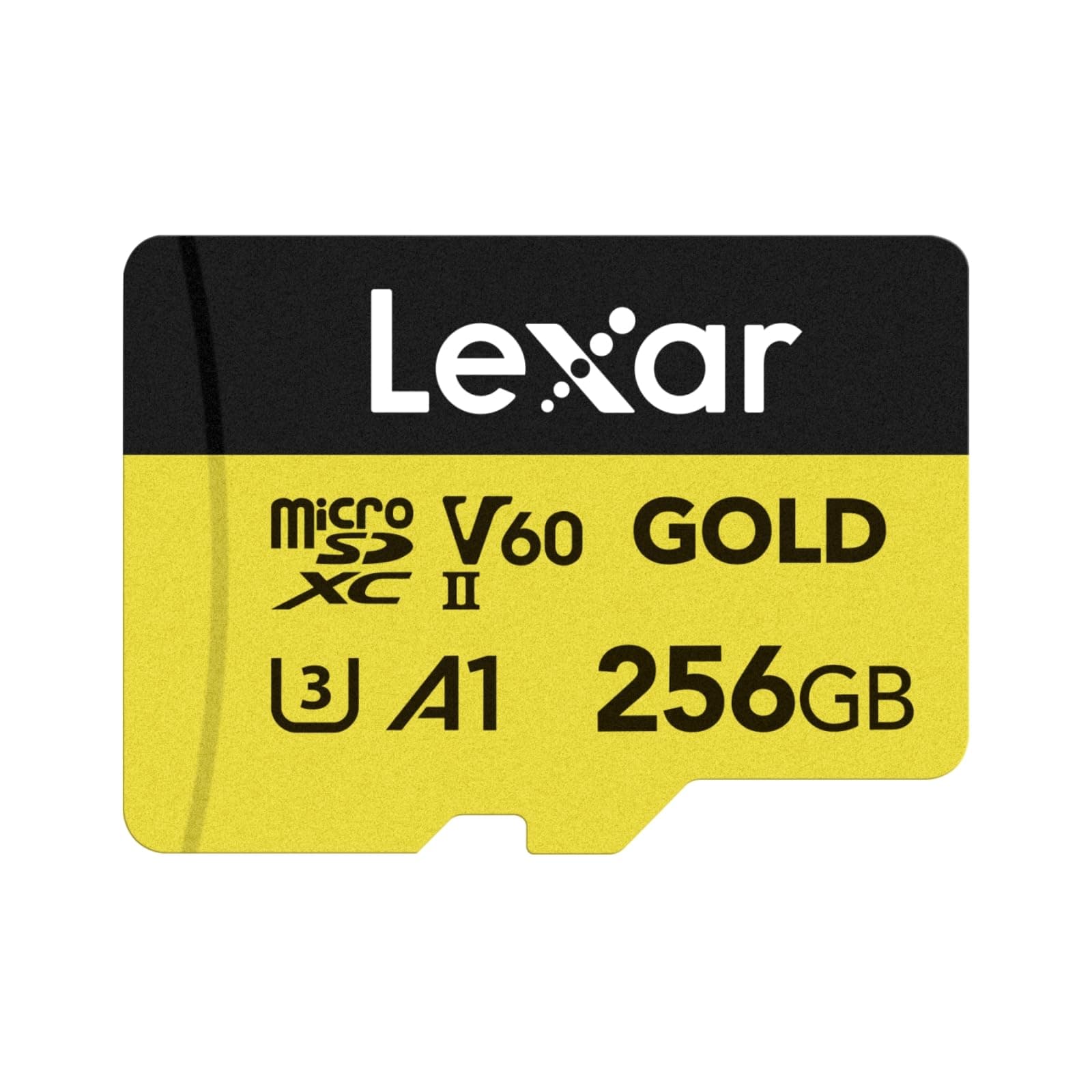 Gold Micro SD Card 256GB, microSDXC UHS-II Memory Card, V60, U3, A1, C10 microSD Card, Up to 280MB/s Read Speed, for Drone/Action Camera/UHS-II Gaming Device (LMSGOLD256G-BNNG)