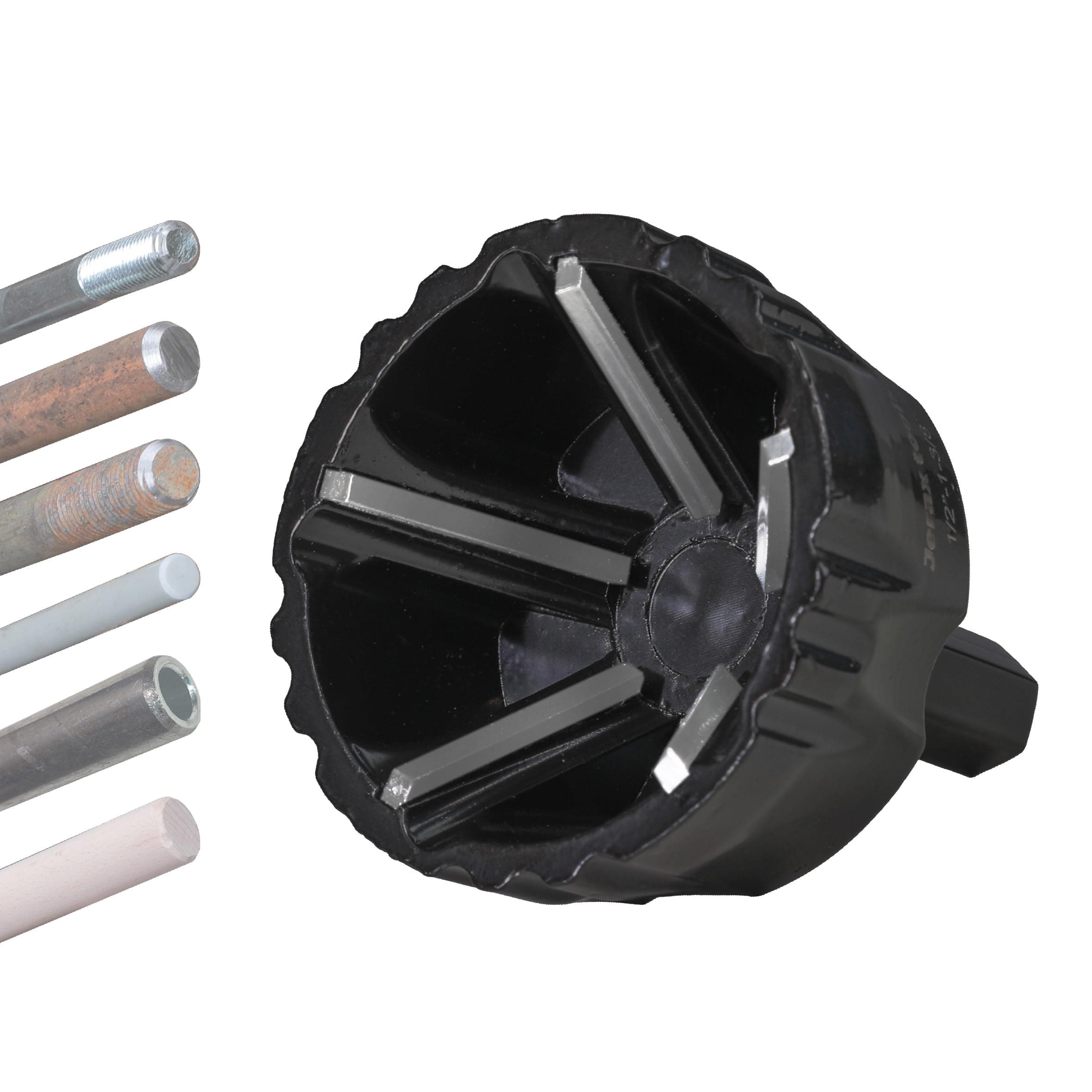 Tungsten Carbide Chamfering Drill Bit 1/2" to 1-3/8" Uniburr, Bolt Thread Repair Tool for Removing Burr, Quick Release Hex Shank Deburring Tool for Metal Rod, Tube, Screw, Dowel, Sheet