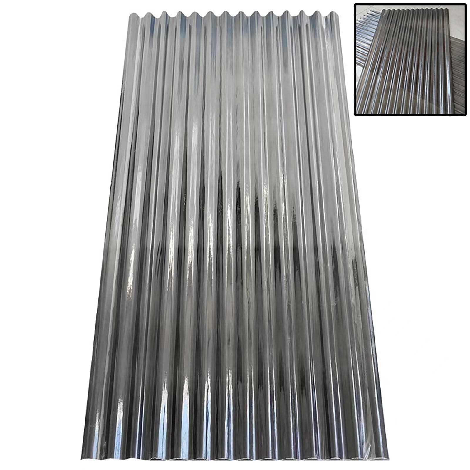 Clear Roofing Panel, 1mm Corrugated Roofing Panels, Cladding Walling Sheeting, Fiberglass Daylighting Panels, Greenhouse Shed Roof Panel, Roofing Sheet, Easy to Roll and Cut(Black,35x75in)