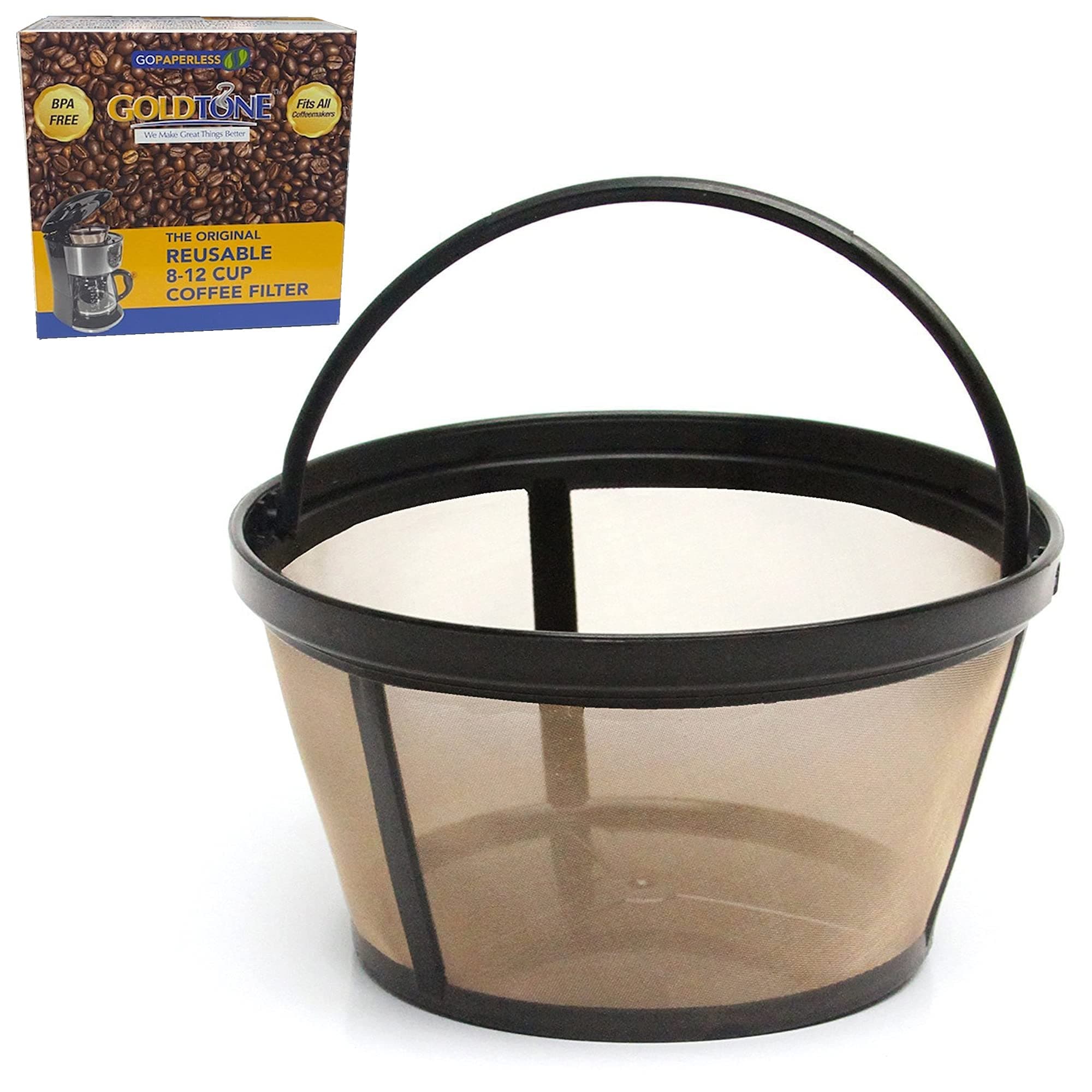 Reusable 8-12 Cup Basket Coffee Filter fits Kitchen Aid Makers and Brewers, Replaces your Paper Coffee Filters, BPA-Free