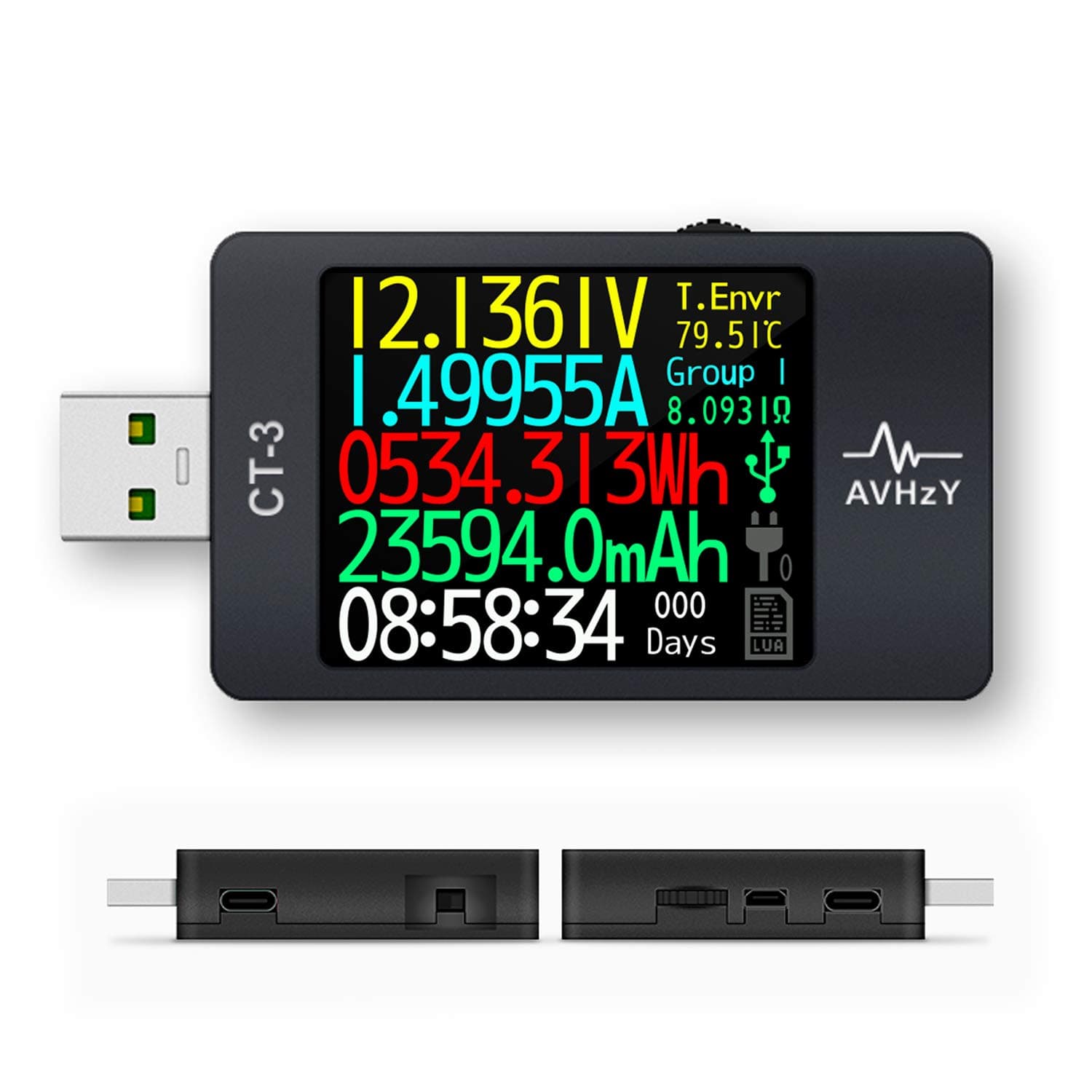 USB Power Meter USB 3.1 Tester USB Load Digital Multimeter Current Tester Voltage Detector Lua Interpreter Integrated DC 26V 6A PD 2.0/3.0 QC 2.0/3.0/4.0 pps Trigge (CT-3(CNC Aluminum Alloy Casing))