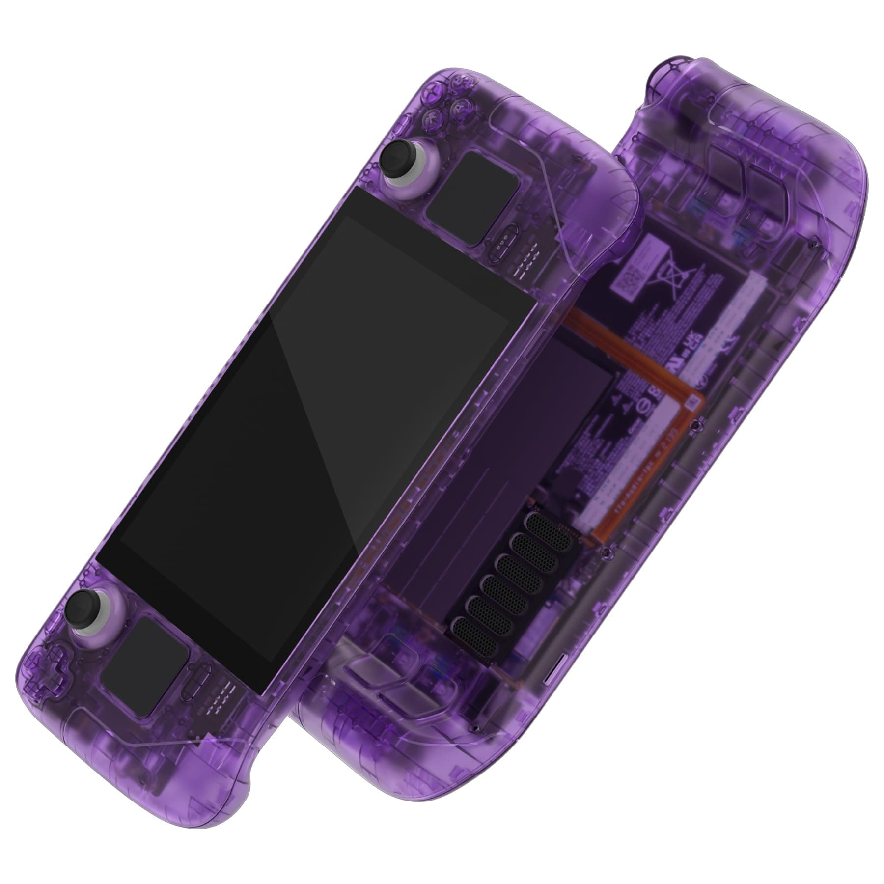 eXtremeRate Custom Faceplate Back Plate for Steam Deck LCD, Clear Atomic Purple Handheld Console Replacement Housing Case, DIY Full Set Shell with Buttons for Steam Deck Console - Console NOT Included