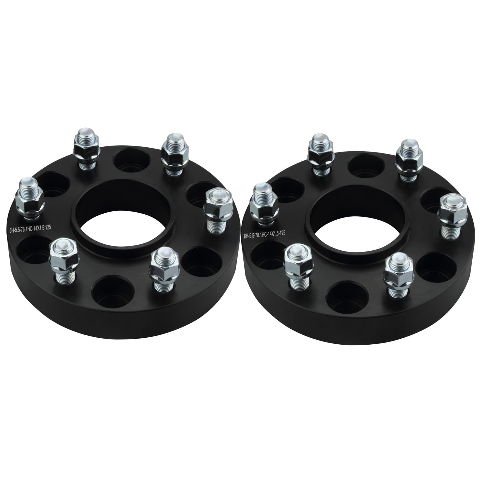 DCVAMOUS 2PC Black 6x5.5 Hubcentric Wheel Spacers 1.25 Inch with 14x1.5 Studs Compatible with Chevy GMC 6 Lug 6x139.7 for 1999-2022 Silverado Sierra 1500 | 1988-2022 Suburban Yukon | 2019-2022 RAM1500