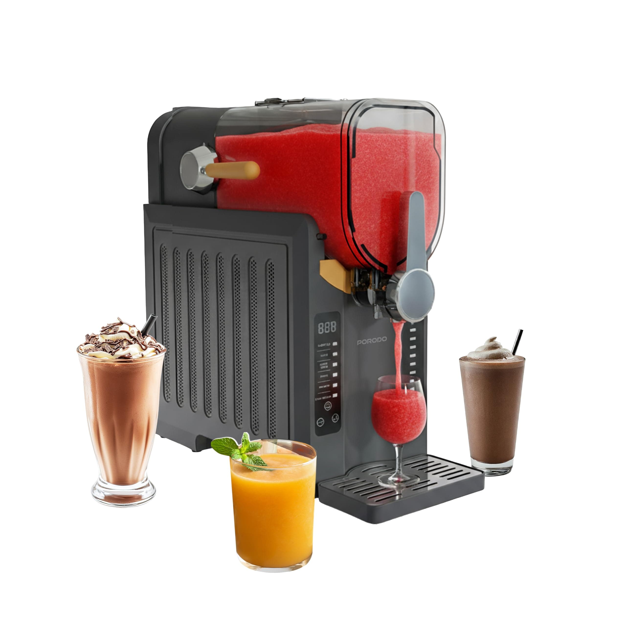 Porodo Slushie Machine for Home with 2.6L Capacity, Timer Function, No Ice Needed, Rapid Chill Technology, Auto Cleaning Function, 6 Preset Programs, Frozen Margaritas, Frappés, Milkshakes, Ice Creams