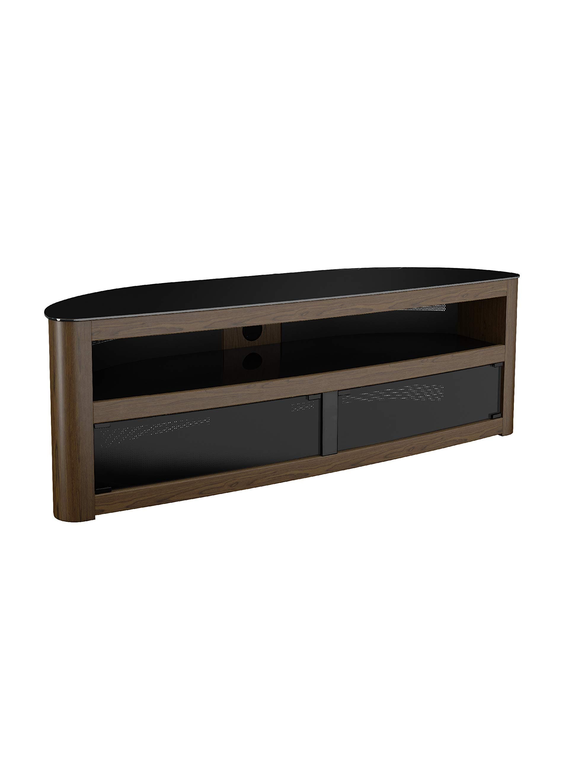 AVF Affinity Plus - Burghley Plus 1500 Curved TV Stand (Walnut/Black Glass)