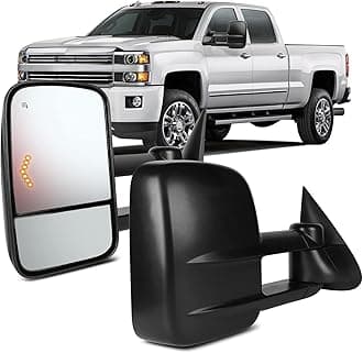 OCPTY Tow Mirrors Pair Fit for 2003-2007 For Chevy For GMC Silverado Sierra Pickup Truck(07 Classic Models) with Power Adjusted Heated LED Turn Signal Light Black