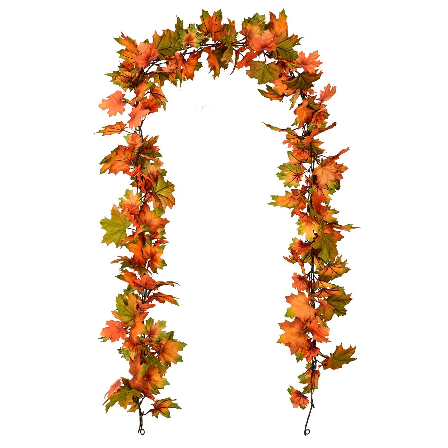 2 Pack Fall Maple Leaf Garland Clearance - 6.5ft/Piece Artificial Foliage Garland Autumn Hanging Fall Leave Vines for Indoor Outdoor Wedding Thanksgiving Dinner Party Decor
