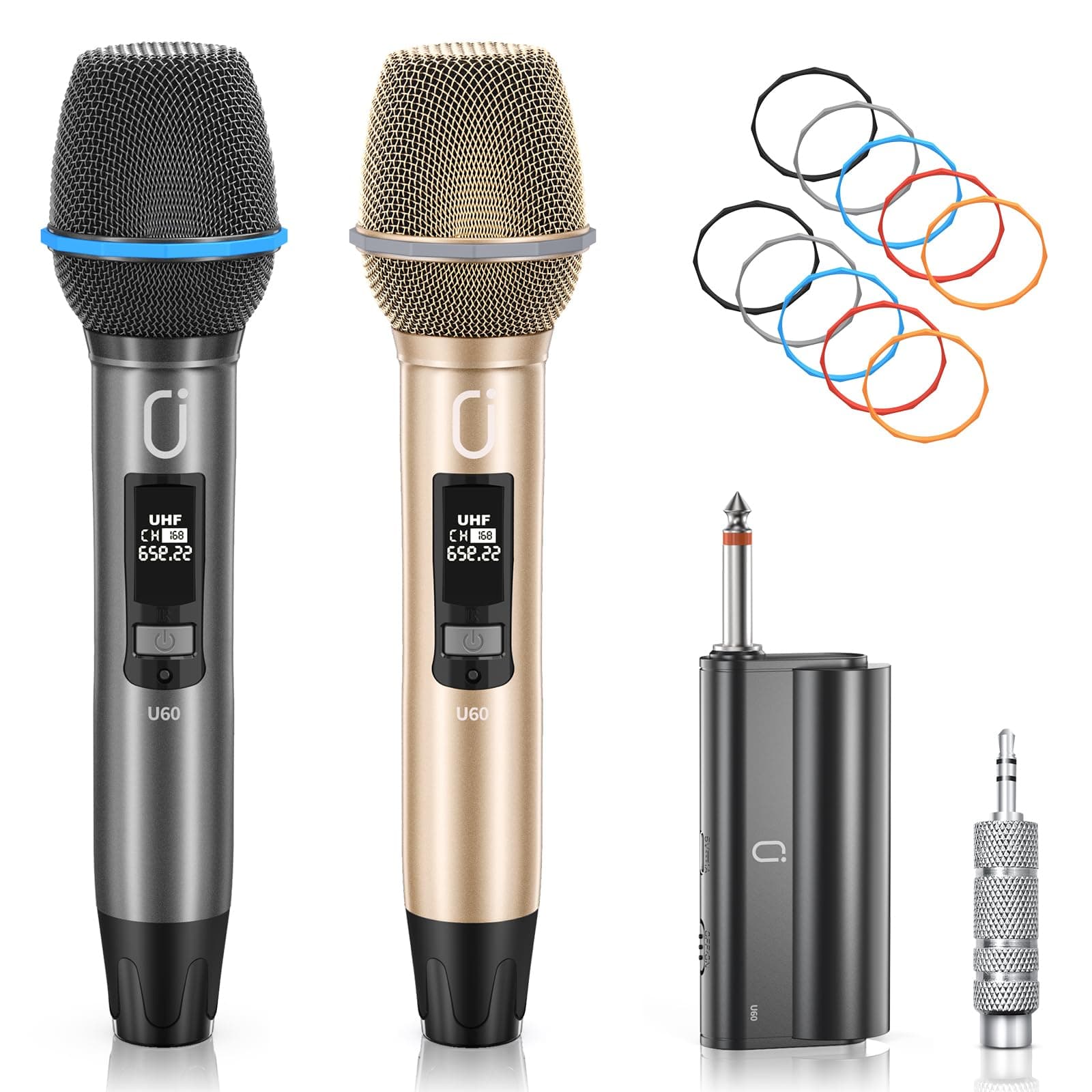 Wireless Microphones for Karaoke: Dual Professional Karaoke Microphone for Singing, Rechargeable Dynamic UHF Mic System with Receiver for Church, Party, Meeting, Speech, PA System, Plug and Play