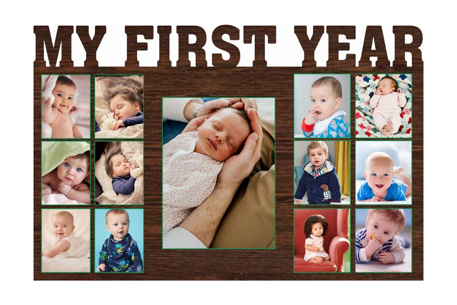 My First Year Wooden Rectangular Photo Frame With Pic (16X24 Inch) Tabletop