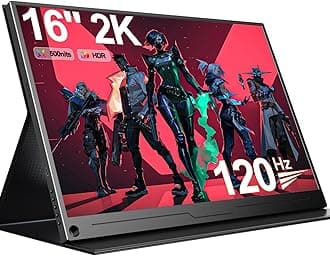 UPERFECT 120Hz Portable Monitor 16 Inch 2K Gaming Monitor Support Freesync/2560 x 1600/HDR, Laptop Monitor with VESA IPS 16:10 Contrast Standard HDMI/Type-C, for PC/Laptop/PS3 4/Phone