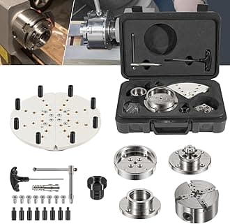 4 Inch Wood Lathe Chuck Set 1" x 8 tpi Thread & 3/4"x16 tpi Adapter, Self Centering 4 Jaw Wood Turning Chuck set with 3 frequently used types of Jaws