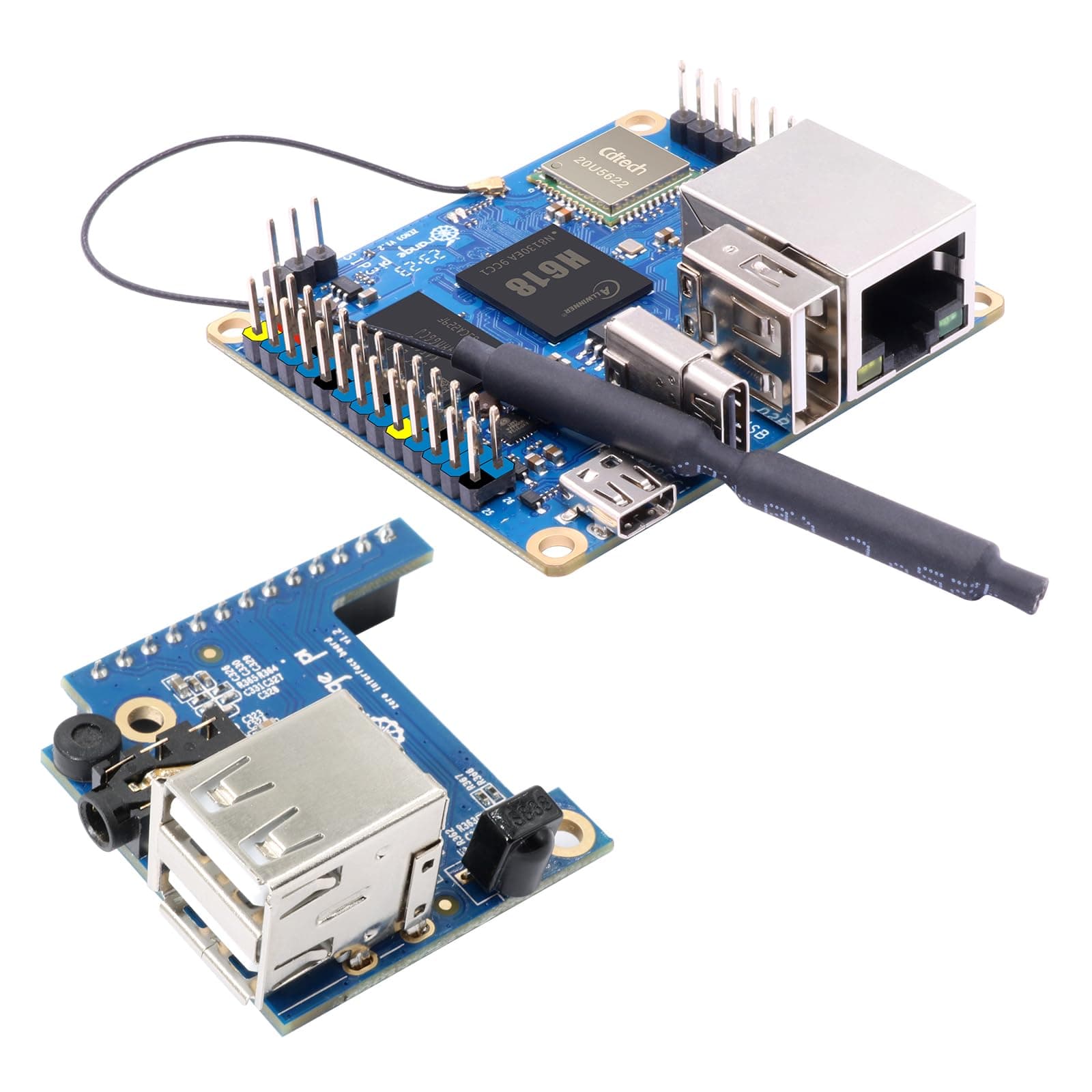 Orange Pi Zero 3 4G Allwinner H618 LPDDR4 Quad Core 64 Bit Single Board Computer, Support 4K Display WiFi Bluetooth (Zero 3 4G+Extended Board)