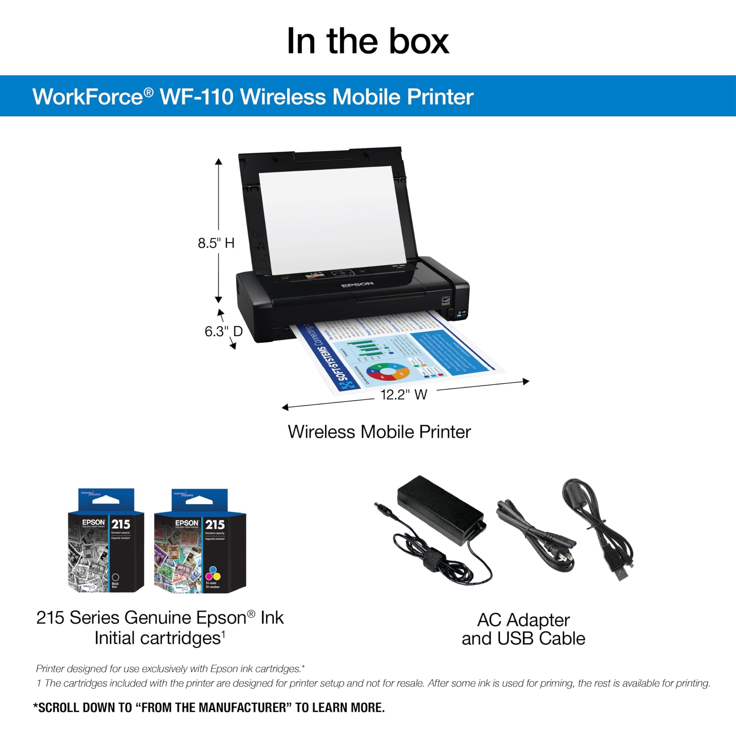 Epson WorkForce WF-110 Wireless Mobile Printer