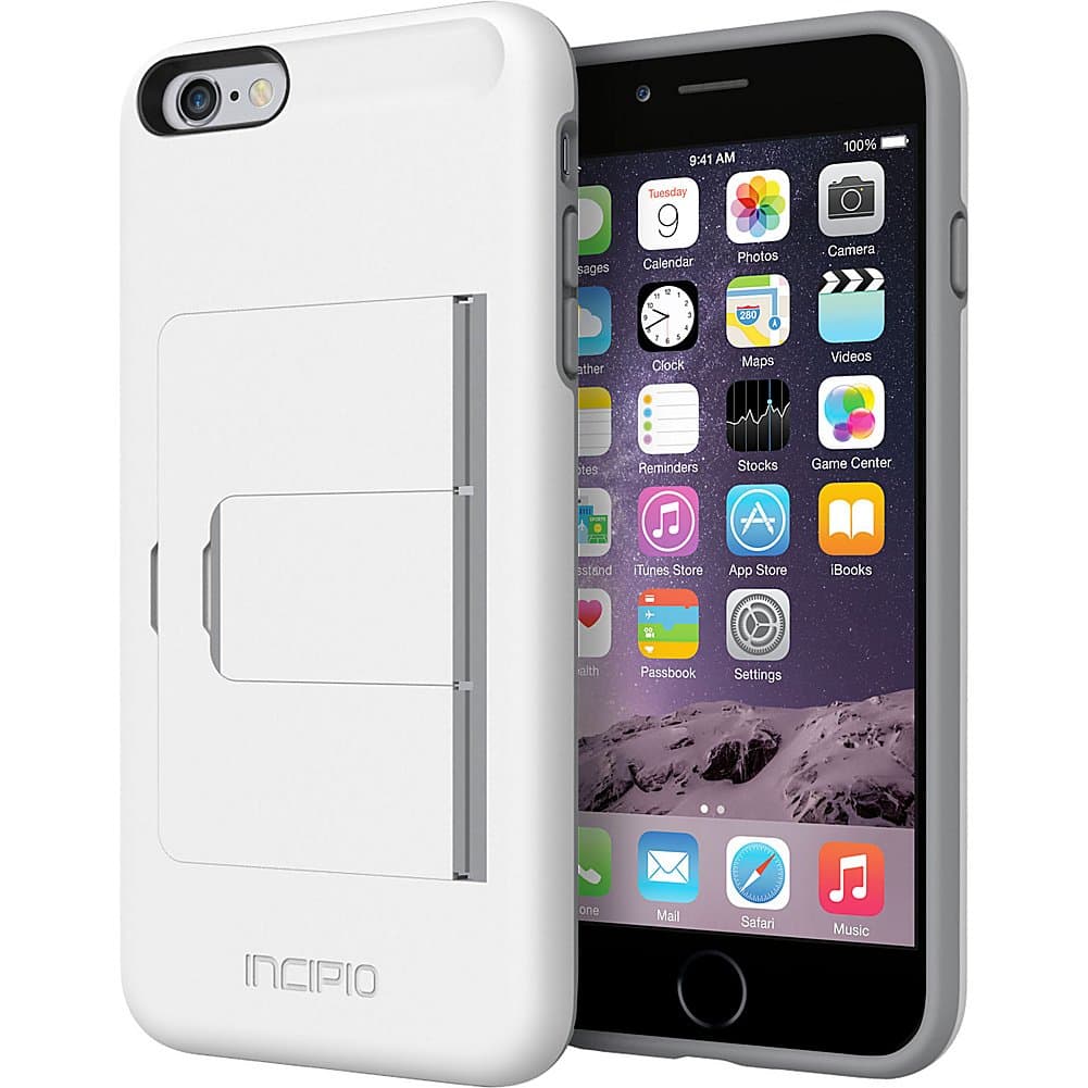 Incipio IPH-1201-WHTGRY iPhone 6 Plus/6s Plus Case, [Credit Card] Stowaway [Advance] Case for iPhone 6 Plus/6s Plus Case-White/Dark Gray