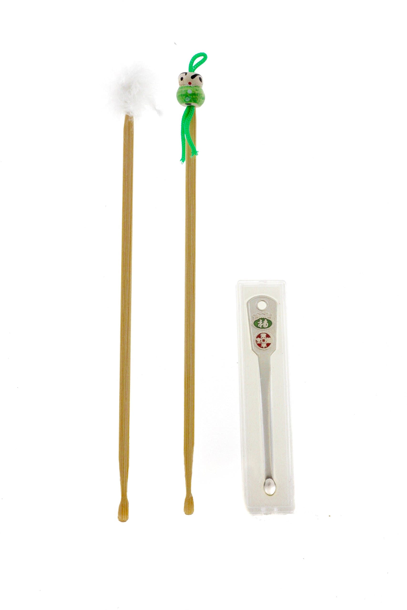 Ear Cleaning Removal Value Kit - 1X Silver Plated Ear Wax Pick + 2X Handmade Bamboo Ear Wax Picks, Set of 3
