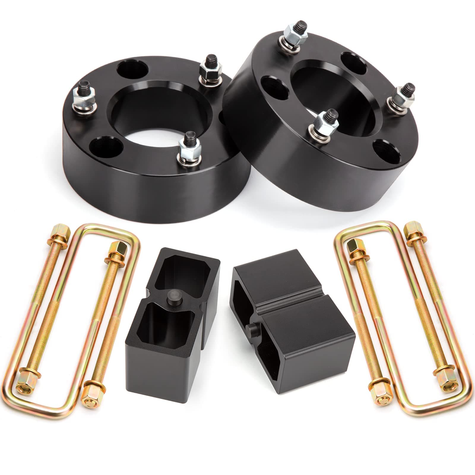 3" Front & 2" Rear Lift Kits for 2007-2024 Silverado 1500 Sierra 1500 (2WD/4WD), Full Suspension Leveling Kit with Front Strut Spacers and Block U-Bolt Set