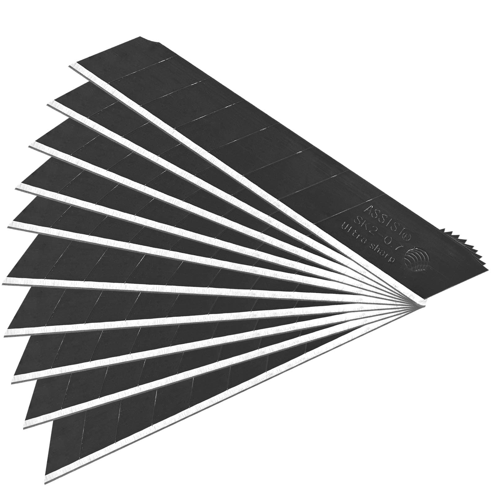 60-Pack 18mm Snap-off Blades,Nice Tempered Black Blade, SK2 High-Carbon Steel Replacement for all 18mm Utility Knife & Box Cutter