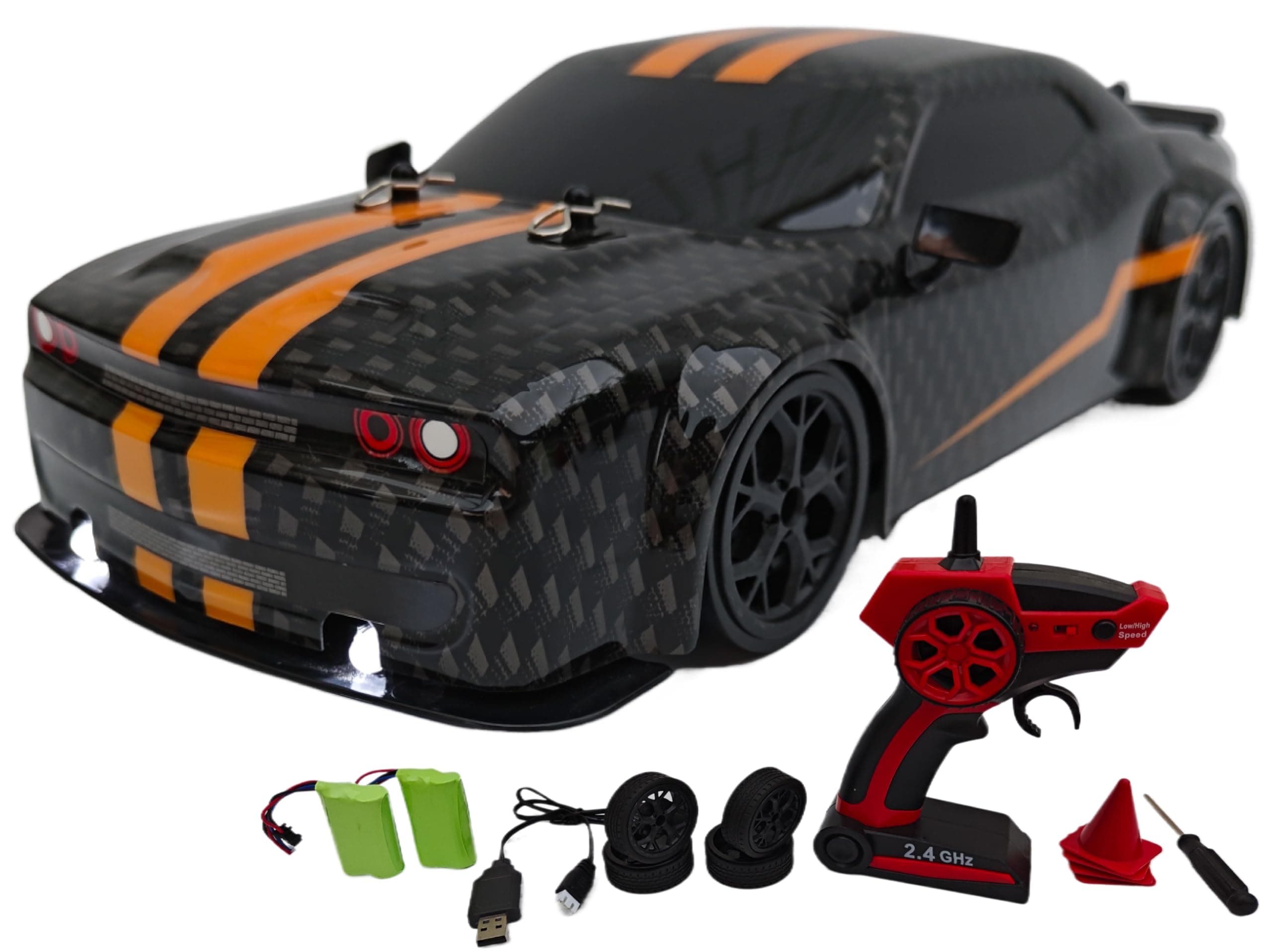 2.4G,1:14,High Speed Remote Control Drift Car,2 Rechargeable Battery,LED,Light up,up to 28Km/H,4WD Racing Fast Drift RC Car Vehicle Toys for Boys Girls, Xmas Birthday Gifts for Kids,1