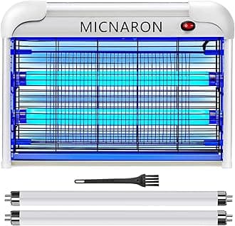 Indoor Electric Bug Zapper, 2800V Powerful Flying Insect Mosquito Killer w/ 20W Blue Light Attract, Plug-in Pest Control Machine for Moth, Fruit Fly, Fungus Gnat, Garage Bug Catcher/Eliminator/Trap