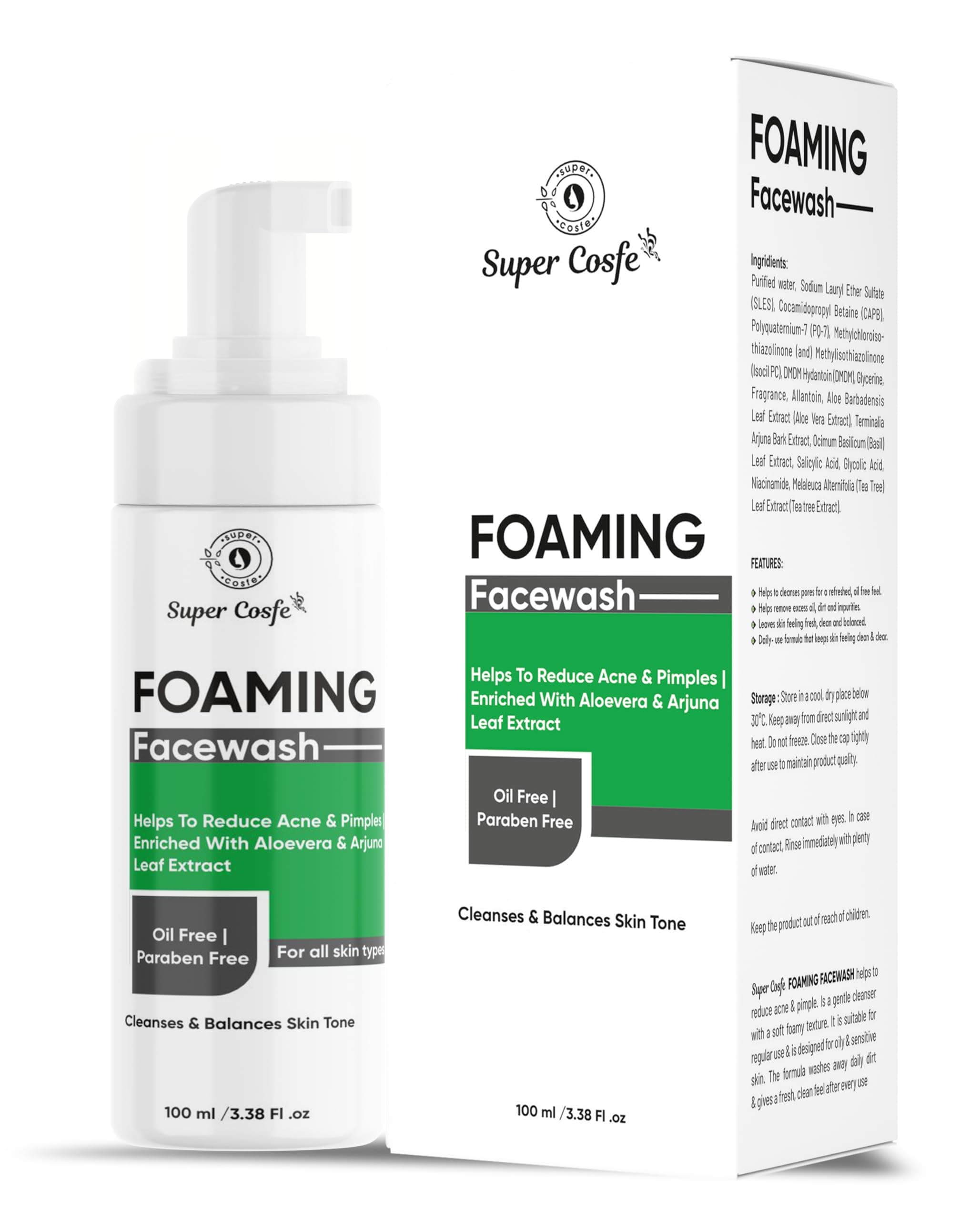 Foaming Face Wash | Deep Clean Foaming Cleanser- Advanced Face Wash | Men & Women| Brightens skin & control blackheads & whiteheads| Paraben Free (100 ml)