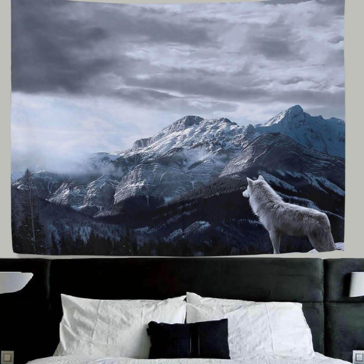 ALAZA Wolf Wall Decor Lone Wolf Fabric Tapestry Throw Dorm Bedroom Art Home Decor Tapestry Wall Hanging 80x60 Inch