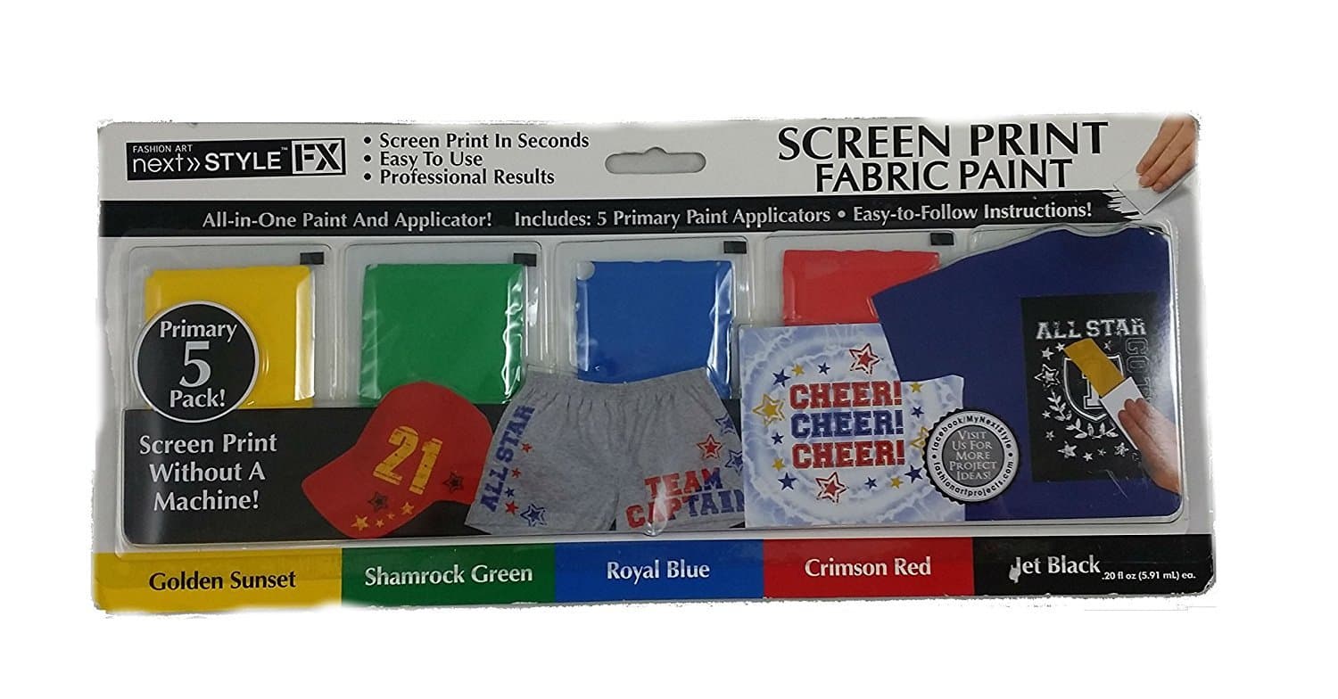 Next Style FX Screen Print Fabric Paint, 5-Pack