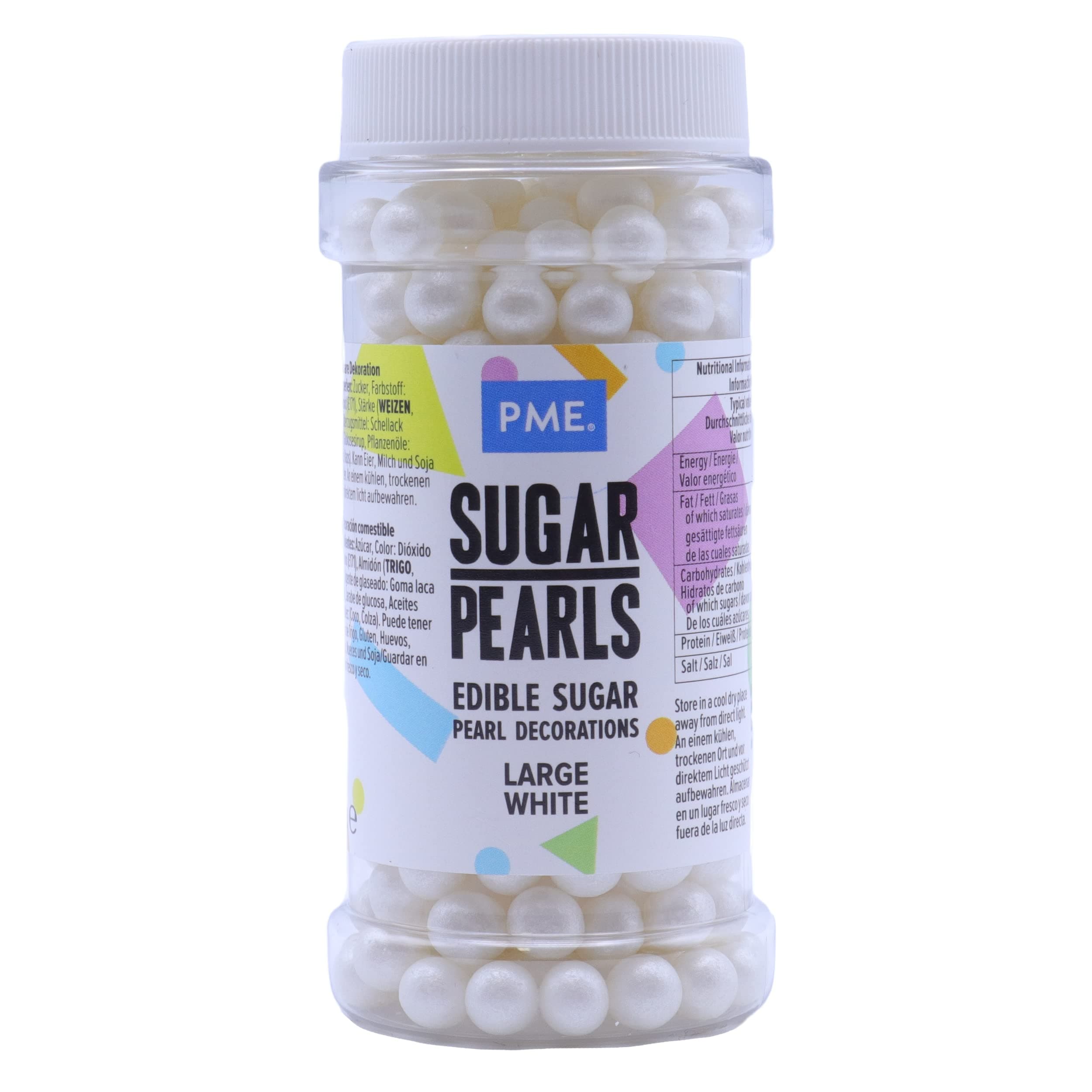 PME Large Sugar Pearls White 90 g