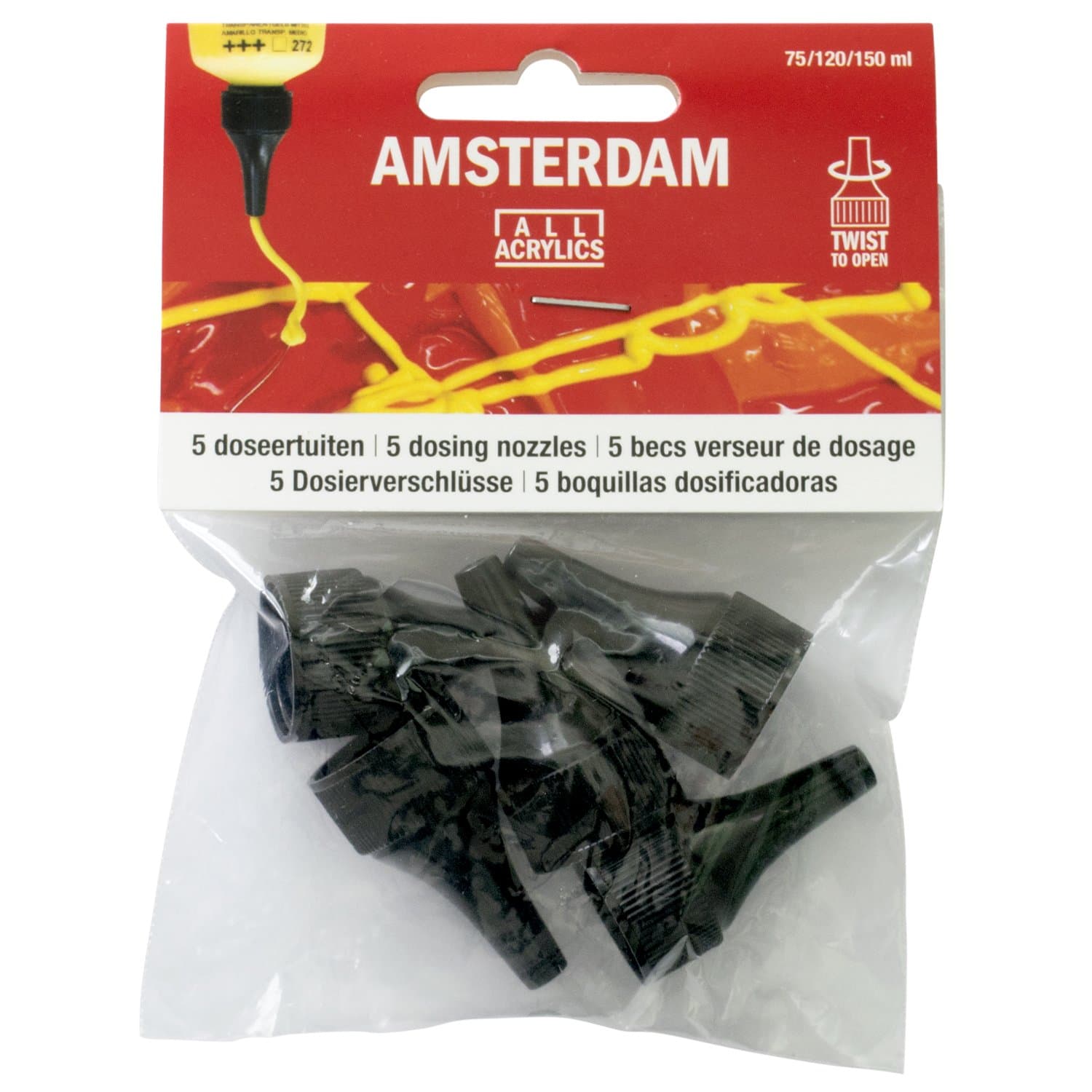Amsterdam dosing nozzles for acrylic tubes