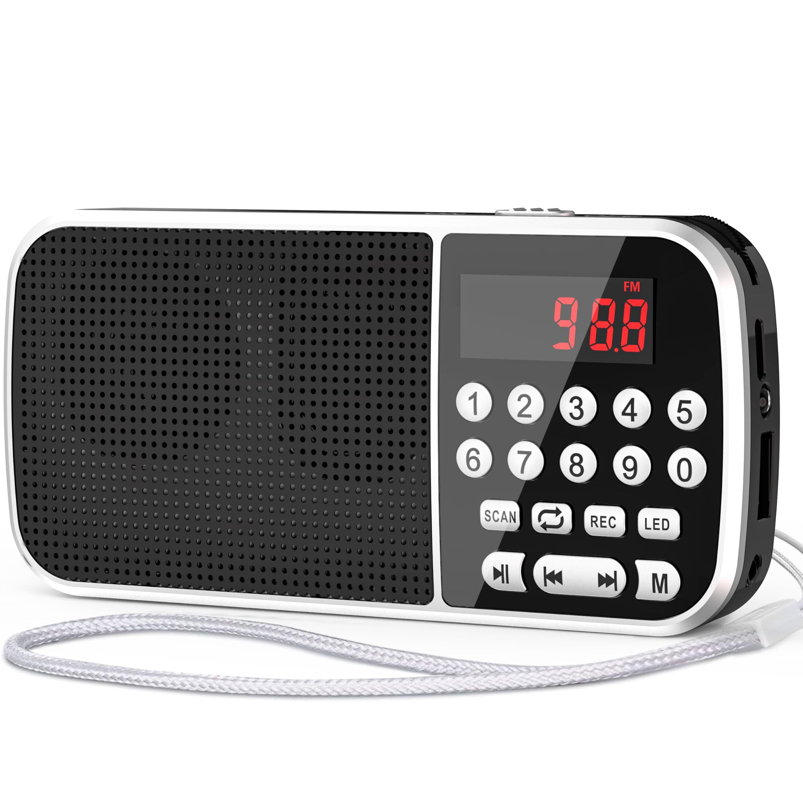 Digital AM FM Radio with Bluetooth 5.3,Small Transistor Radio with Best Reception,2000mAh Rechargeable Battery Operated with 5W Speaker,TF Card USB MP3 Playback,3.5mm Earphone Jack,Flashlight