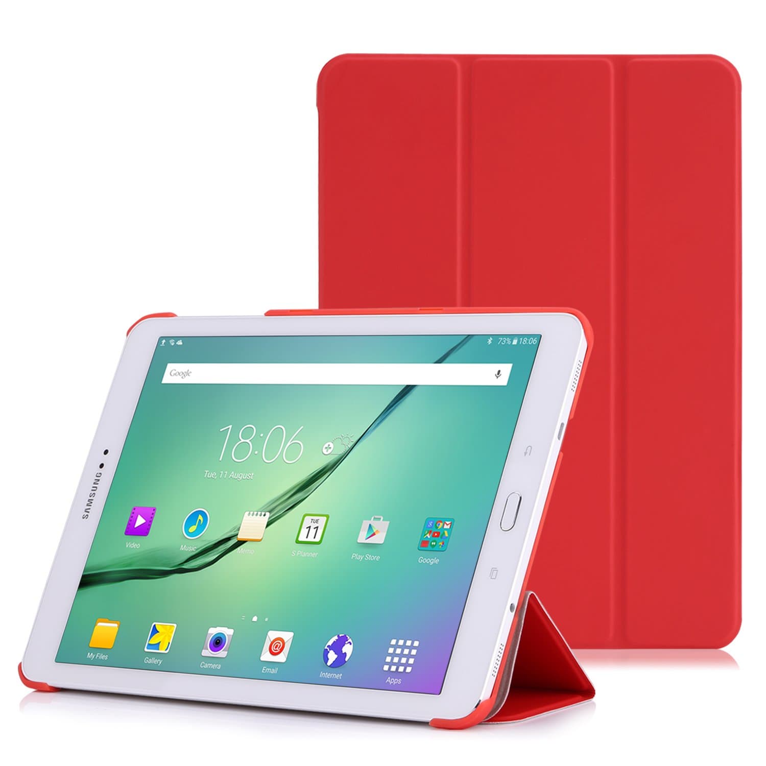 MoKo Tab S2 9.7 Case, Slim Lightweight Smart Stand Cover Case with Auto Wake/Sleep for Samsung Galaxy Tab S2 9.7/S2 Plus 9.7 LTE Android 6.0/7.0 2017 Version, RED