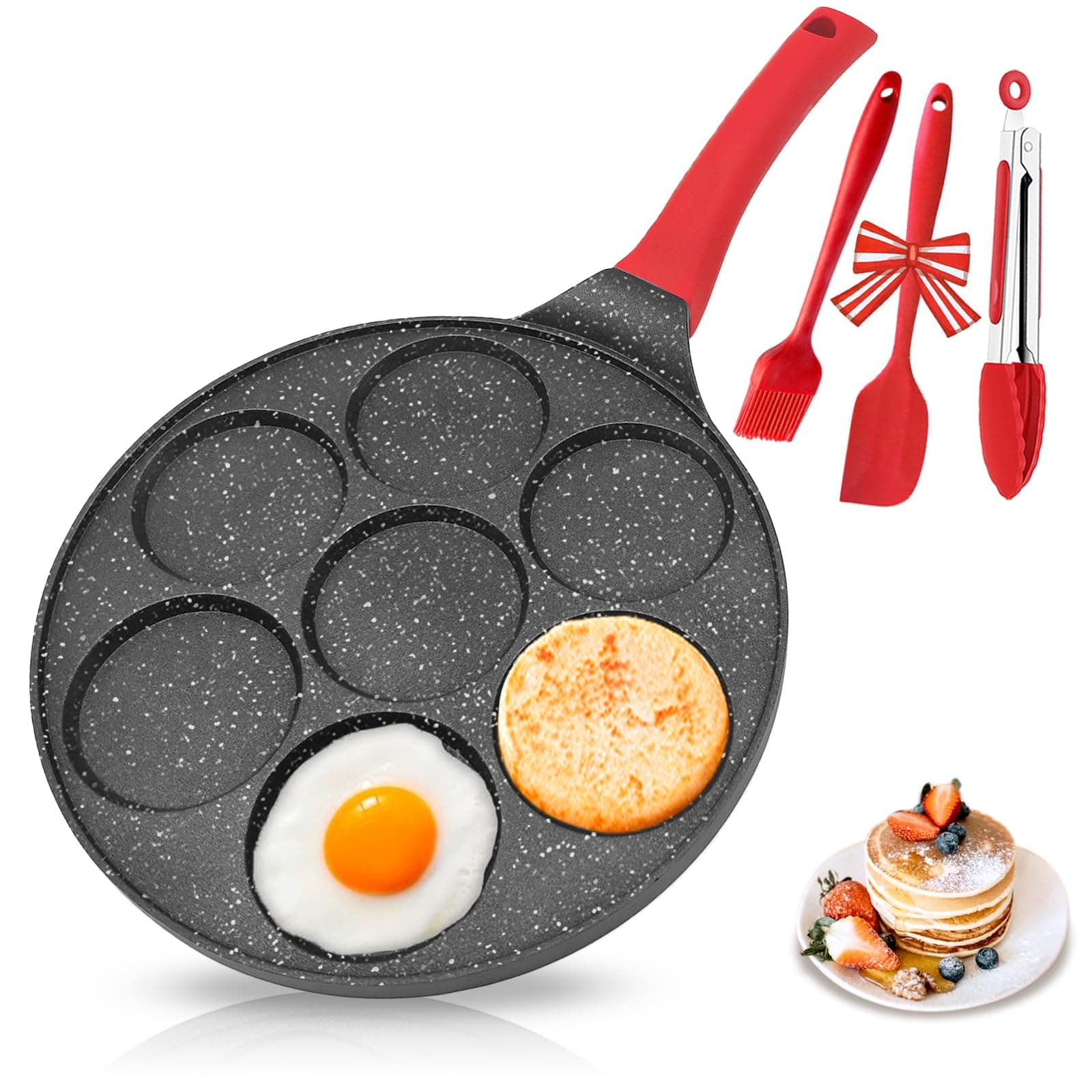 Egg Pan Omelette Pan Silver Dollar Pancake Pan for Kids Mini Pancake Maker Nonstick Breakfast Skillet for Pancake, Hamburger, Sandwiches