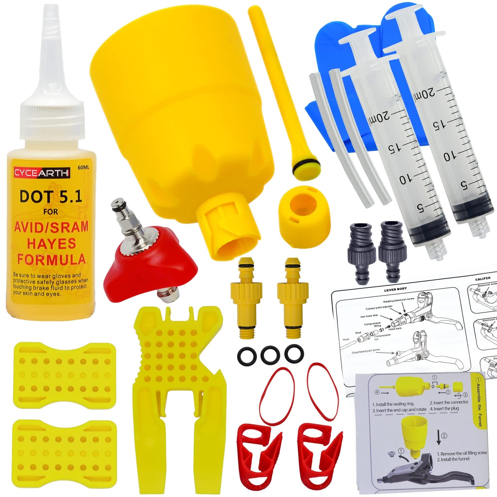 Bicycle Hydraulic Disc Brake Bleed Tool for SRAM AVID Formula with 60ml DOT Oil Fluid