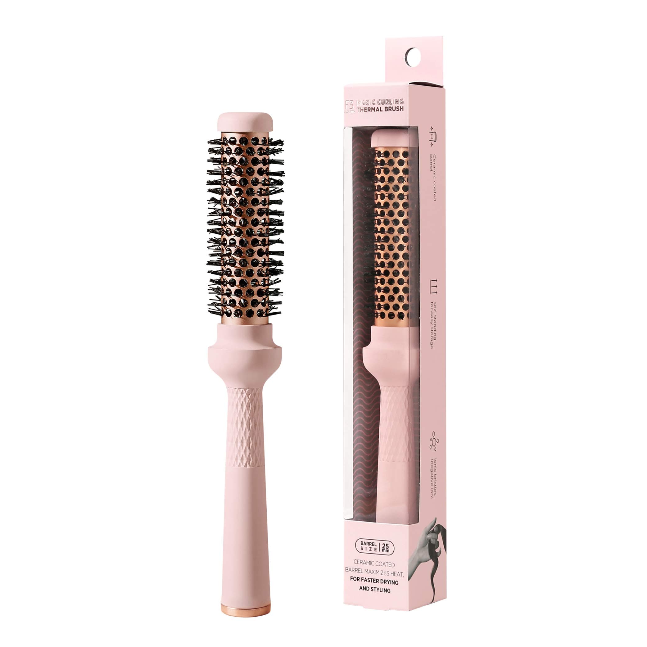 Magic Curling Thermal Brush, 1 Inch, Ceramic Coated Barrel, Quick Styling, Self-Standing, Volumizer, Ionic Thermal Barrel, Great Blowout, Even Heat Distribution, Ergonomic Handle