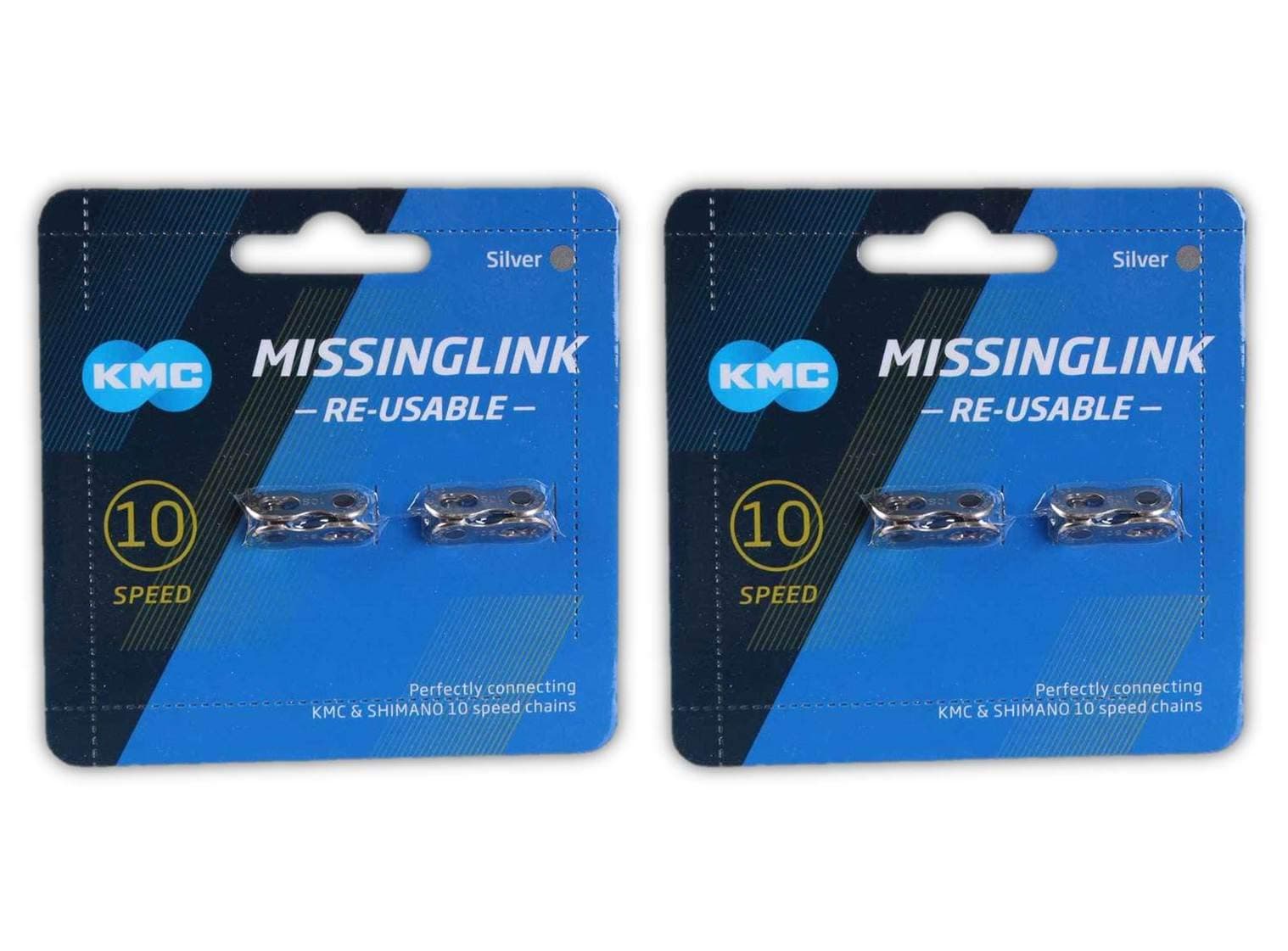 KMC Missing Link 10: for 10 Speed Chain, Silver, Perfectly Connecting KMC, SRAM, Shimano Chains - Four (4) Pack