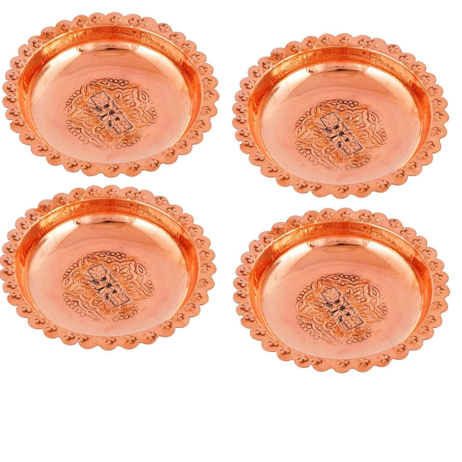 KBB Embossed Leaf Design Copper Bowl (330 ml ;KBB003) (Pack of 4)