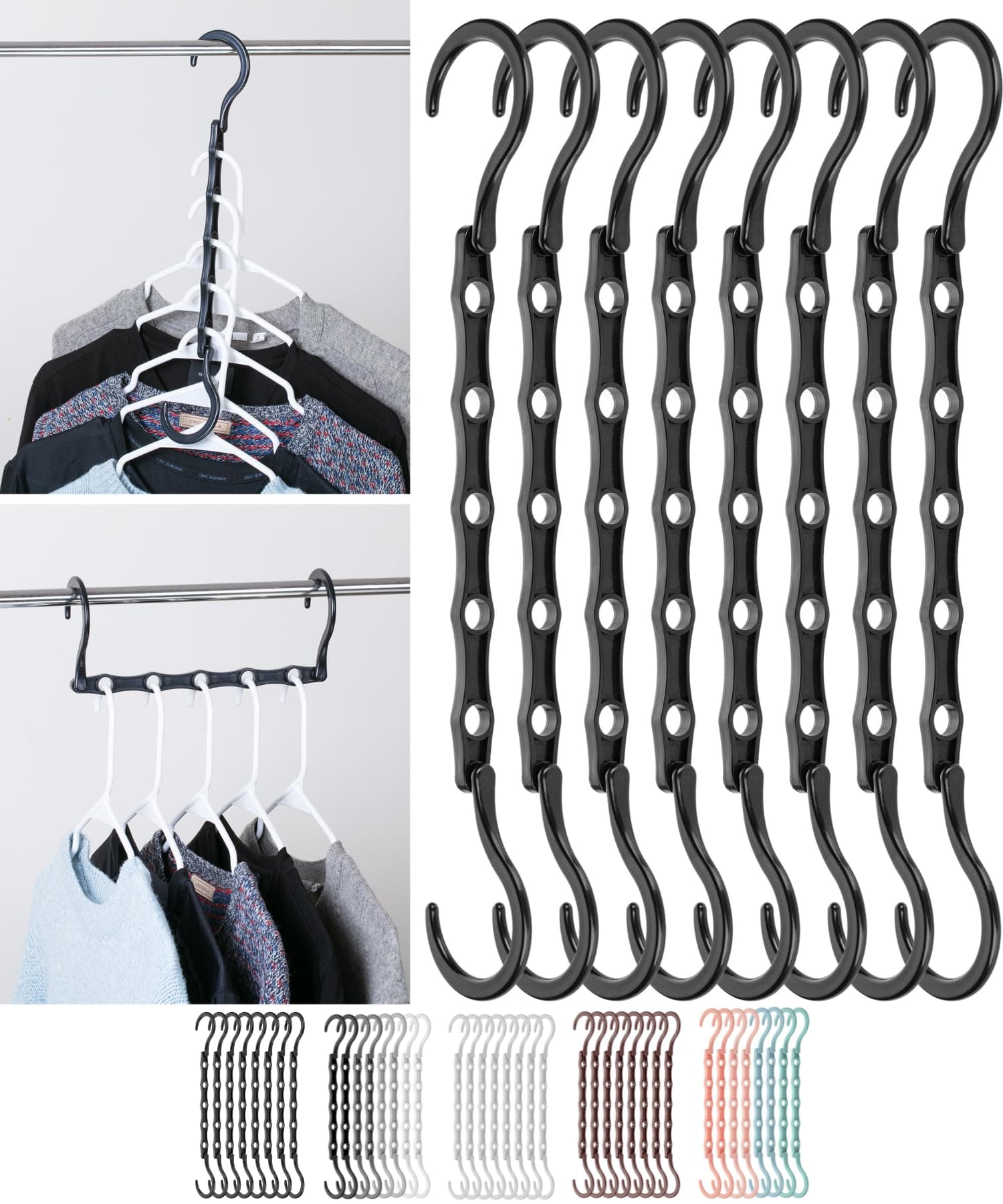 Mr. Pen- Space Saving Hangers, Black, 8 Pack, Closet Organizer Hangers Space Saving, Hanger Organizer, Closet Hangers, Shirt Organizer, Closet Hangers Space Saver, Magic Hangers, One Size
