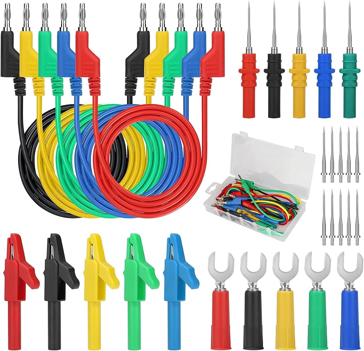 30PCS Multimeter Test Leads Sets, Banana Plug Test Leads Alligator Clips, Back Piercing Probe Kit with Box for Automotive Diagnostics Electronics