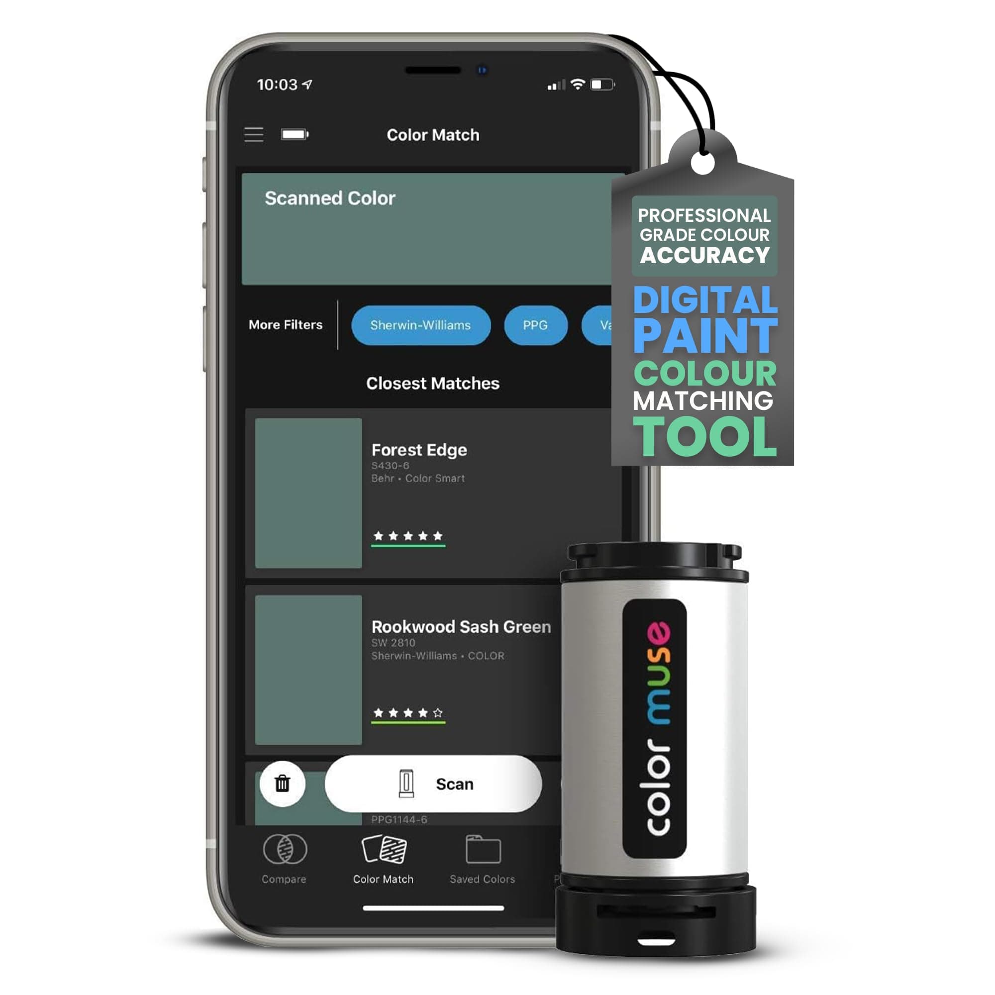 Colorimeter Paint Colour Matching Tool, Digital Colour Values Sensor & Reader for Precise and Accurate Paint Color Matching - Perfect for Professional Painters, Designers, and Artists