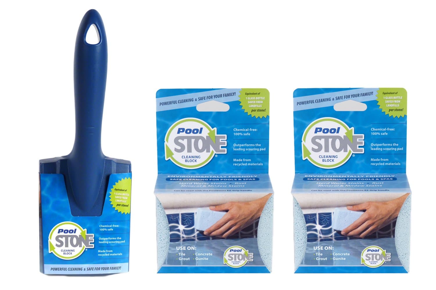 EarthStone PoolStone Pool and Spa Cleaner Starter Set, with Handle and Two Blocks