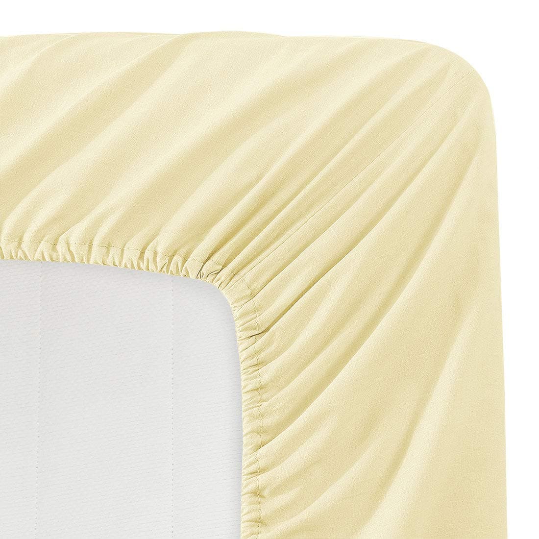 Basic Choice Solid Color Microfiber Deep Pocket Fitted Sheet, King, Vanilla