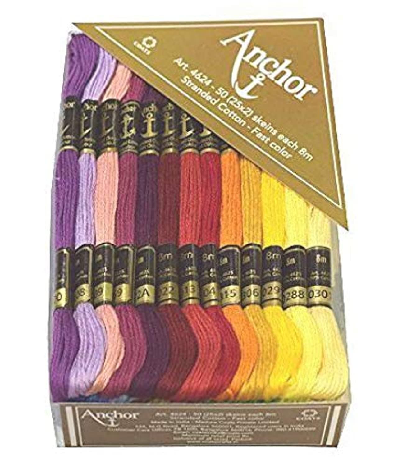 Cotton Stranded Thread skeins. Rainbow Colours Cross Stitch Threads Kit Crafts for Bracelets Floss, DIY Hair Rings, Glass Bottles Pack of 50.