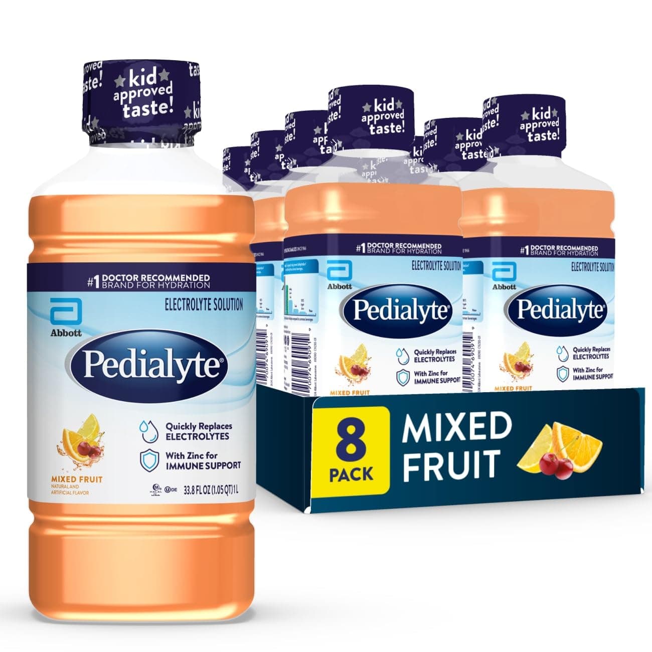 Electrolyte Drink, Hydration Drinks for Kids & Adults, Mixed Fruit, 1 Liter, Pack of 8