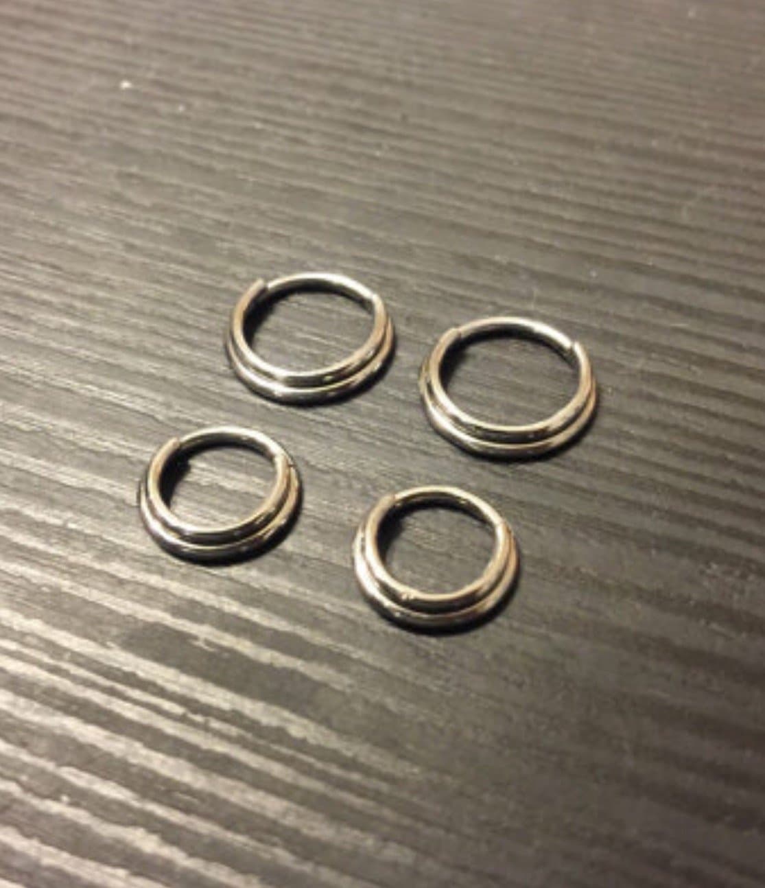 TITANIUM Double Septum Ring Hinged Clicker. 16G 7mm or 9.5mm Inner Diameter