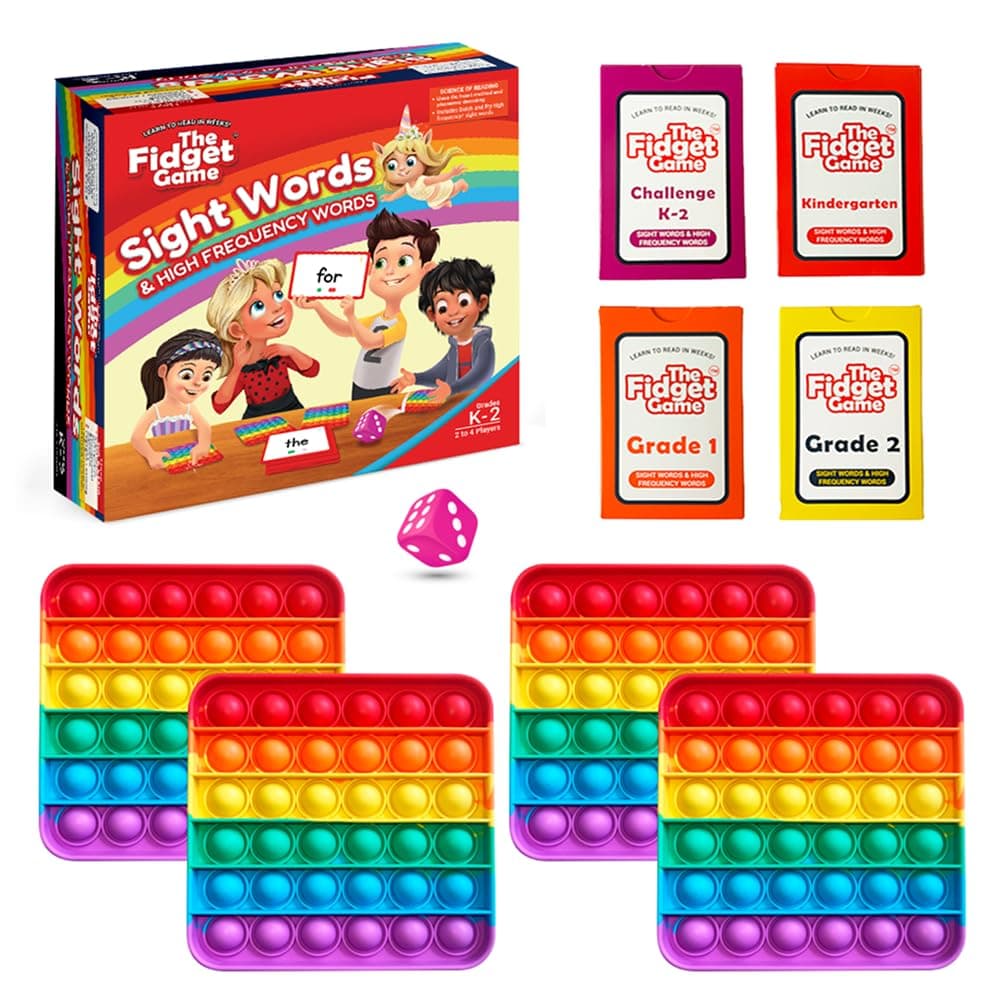 Fidget Game Learning to Read Week Master 220 High Frequency Dolcisite Word Curriculum - Perfect Reading Game from Pre-Kindergarten to Grade 3 - Letter Free Pop Mat & Dice